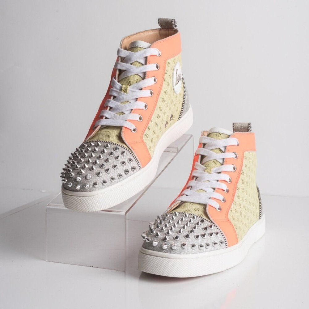 Christian Louboutin Mens Sun Fluo Ac Lou Spikes Orlato Flat Sneakers US 8 EU 41